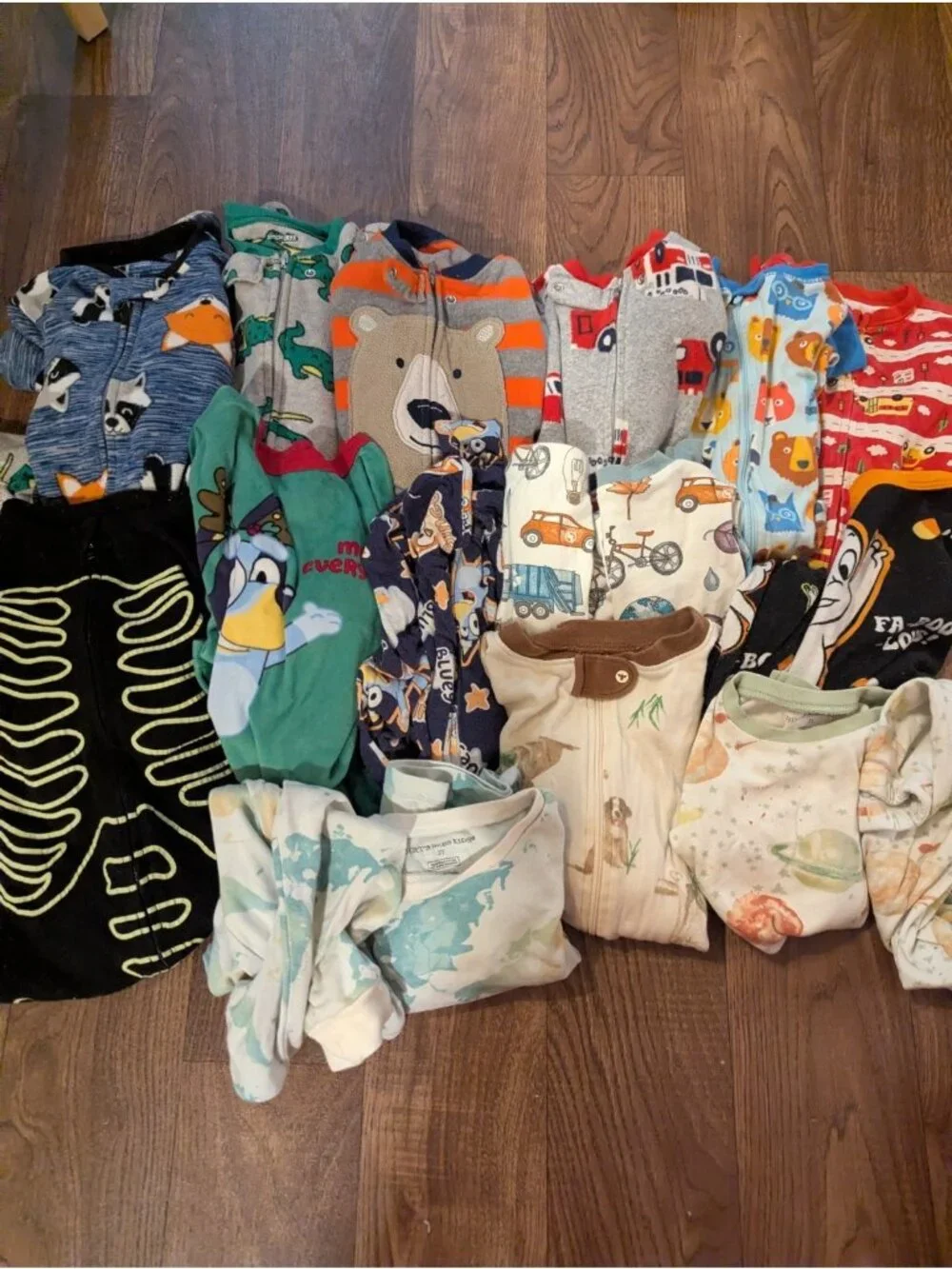 Lot Of 14 Baby Boy Kid Pajama Sets Carters Burts Bees Size 18 Months - 2T